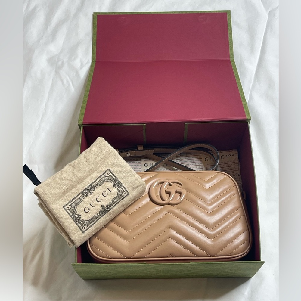 Gucci Small Marmont Chain Shoulder Bag - Monochrome Rose Beige (Limited Edition)
